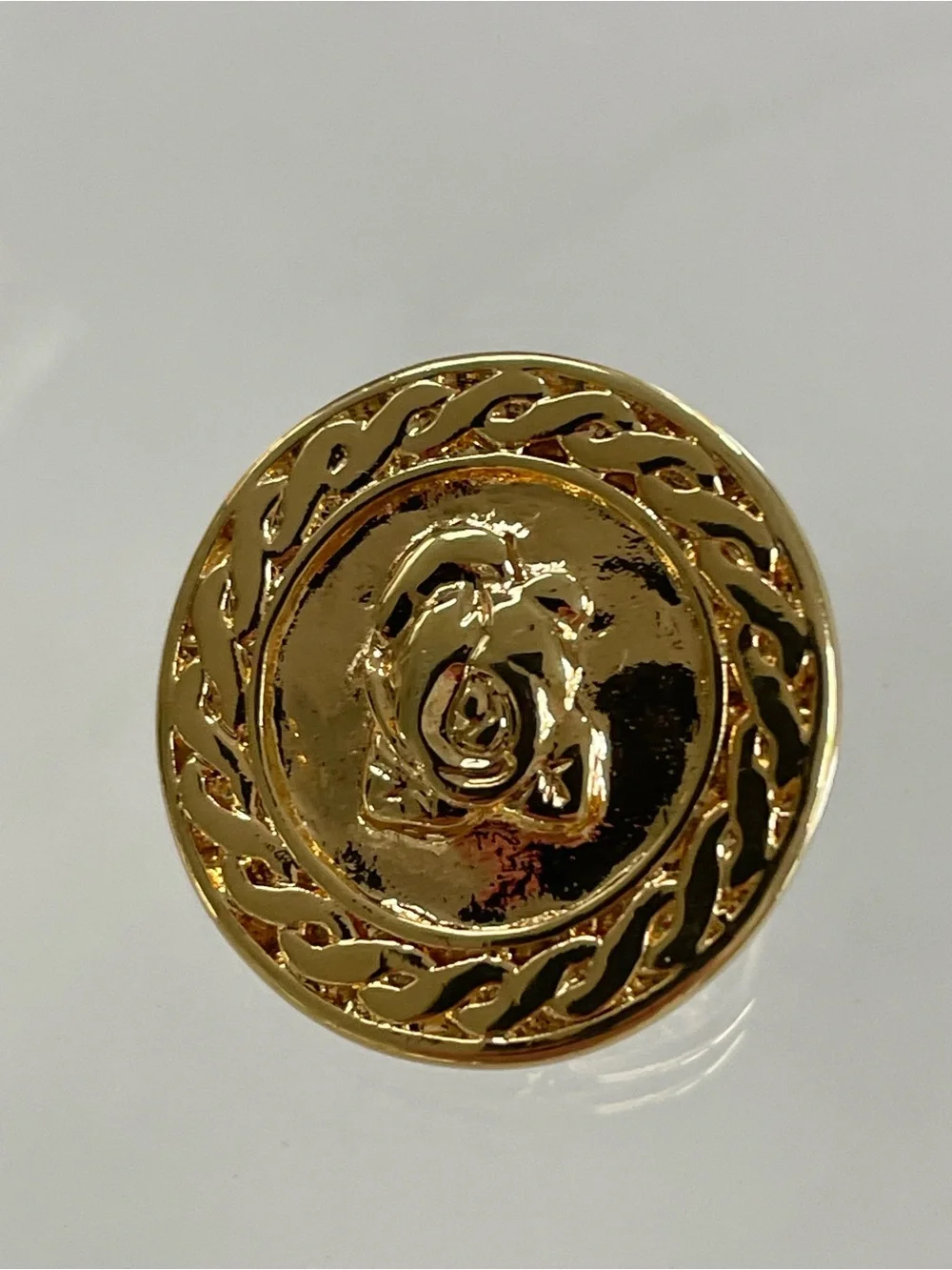 Vintage Liz Claiborne Gold-Tone Clip-On Earrings With Embossed Rose Motif